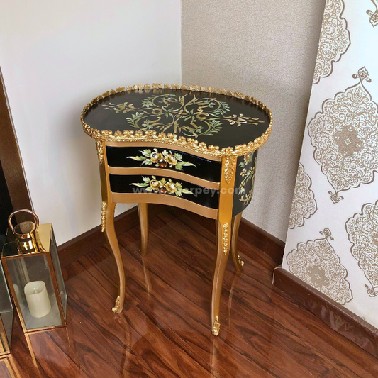 Black & Gold Kideny Wooden Table