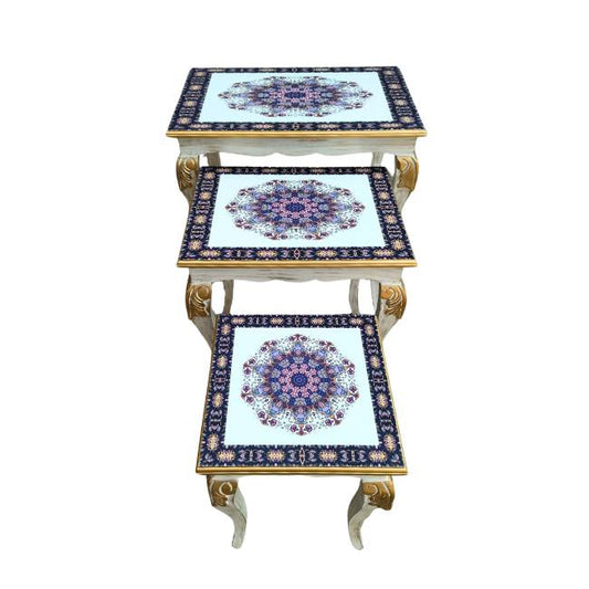 Get premium hand painted wooden nesting tables with cash on delivery only on Doorpey.com Home Delivery available across Pakistan