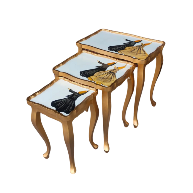 Whirling dervish Black Wooden Nesting Table