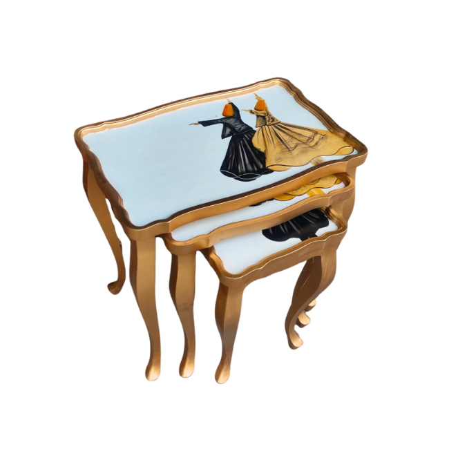 Whirling dervish Black Wooden Nesting Table