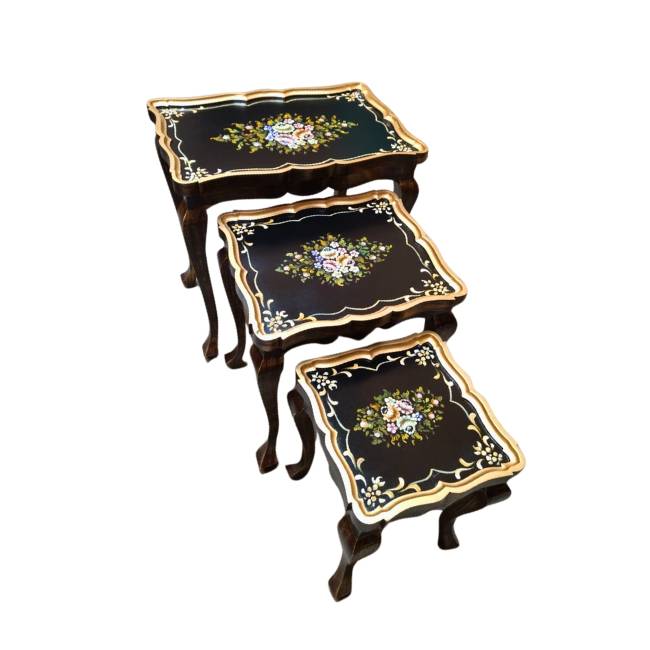 Get premium hand painted wooden nesting tables with cash on delivery only on Doorpey.com Home Delivery available across Pakistan