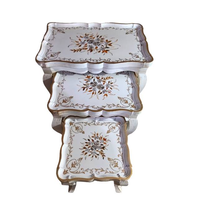 Get premium hand painted wooden nesting tables with cash on delivery only on Doorpey.com Home Delivery available across Pakistan