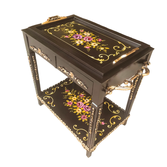 Floral Dual Delight - Removable Tray Top &  Two Drawers