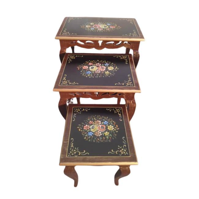 Get premium hand painted wooden nesting tables with cash on delivery only on Doorpey.com Home Delivery available across Pakistan