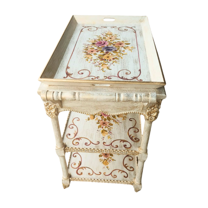 Floral Grace Trolley - Removable Tray Top & Drawer