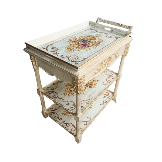 Floral Grace Trolley - Removable Tray Top & Drawer