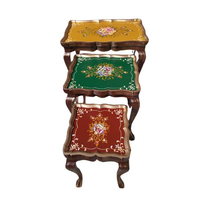 Get premium hand painted wooden nesting tables with cash on delivery only on Doorpey.com Home Delivery available across Pakistan