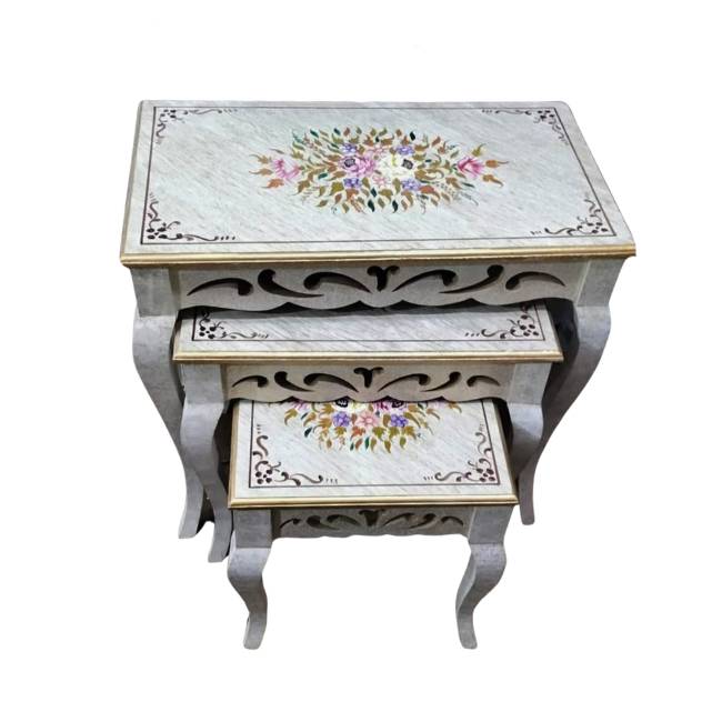 Get premium hand painted wooden nesting tables with cash on delivery only on Doorpey.com Home Delivery available across Pakistan