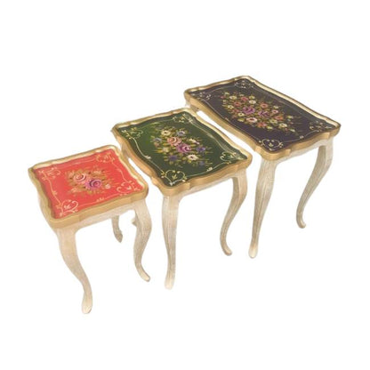 Get premium hand painted wooden nesting tables with cash on delivery only on Doorpey.com Home Delivery available across Pakistan