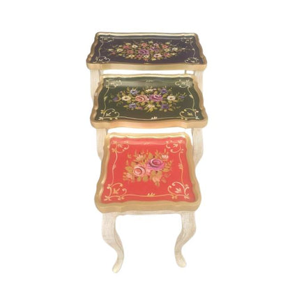 Get premium hand painted wooden nesting tables with cash on delivery only on Doorpey.com Home Delivery available across Pakistan