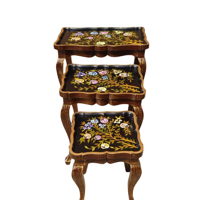 Get premium hand painted wooden nesting tables with cash on delivery only on Doorpey.com Home Delivery available across Pakistan