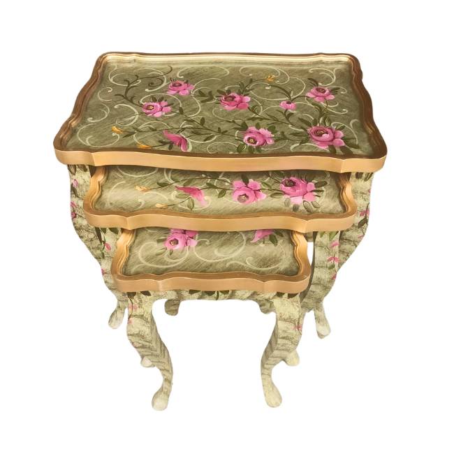 Get premium hand painted wooden nesting tables with cash on delivery only on Doorpey.com Home Delivery available across Pakistan