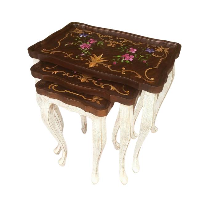 Get premium hand painted wooden nesting tables with cash on delivery only on Doorpey.com Home Delivery available across Pakistan