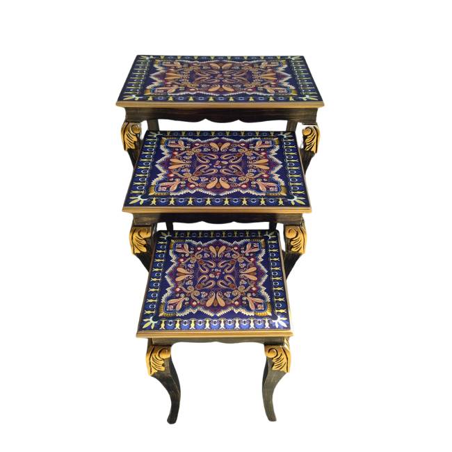 Get premium hand painted wooden nesting tables with cash on delivery only on Doorpey.com Home Delivery available across Pakistan