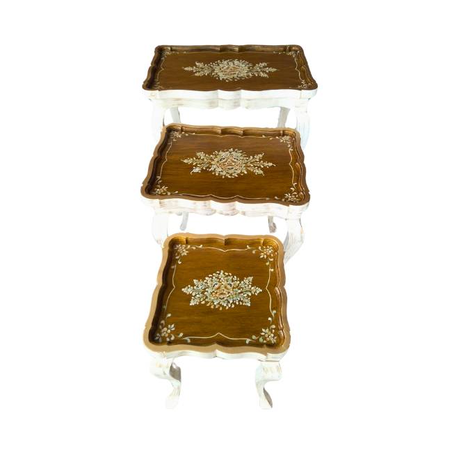 Get premium hand painted wooden nesting tables with cash on delivery only on Doorpey.com Home Delivery available across Pakistan