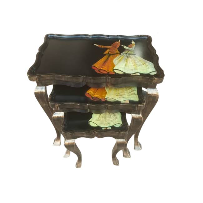 Whirling dervish Black Wooden Nesting Table