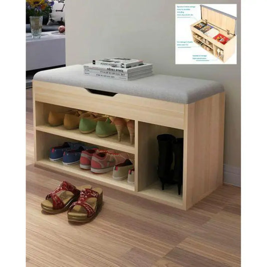 ComfyStep shoe storage bench with seat cushion and hidden storage